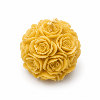 Preview: Bienenwachskerze mit Rosenmotiv