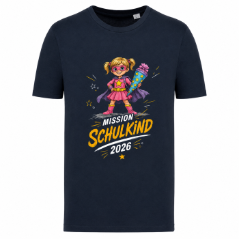 Preview: Bio-T-Shirt für Mädchen - Mission Schulkind 2026