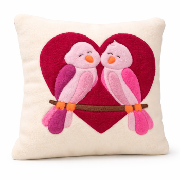 Preview: Kuschelkissen „Vogelpaar im Herz“