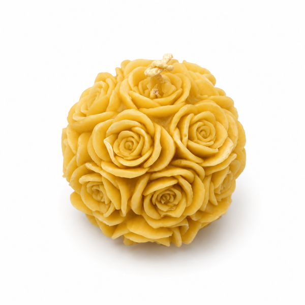 Bienenwachskerze mit Rosenmotiv