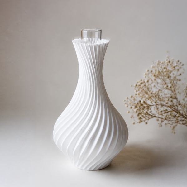 Designvase „Spiral Flow“ mit Glaseinsatz