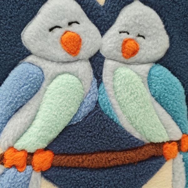 Kuschelkissen „Vogelpaar im Herz“