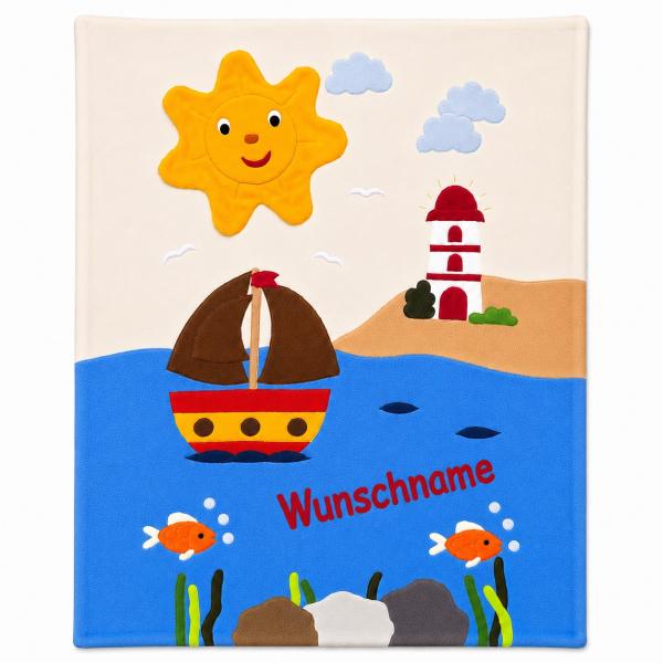 Kuscheldecke "Segelboot", Personalisierbar