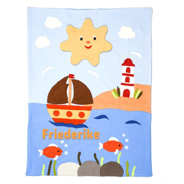 Kuscheldecke "Segelboot", Personalisierbar
