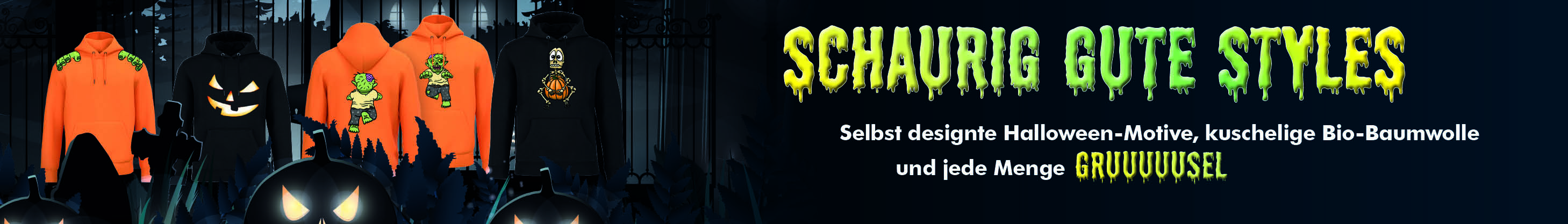 Halloween-Hoodie mit verschiedenen Motiven